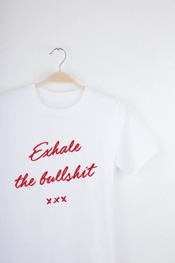exhale the bullshit t-shirt blanc unisexe